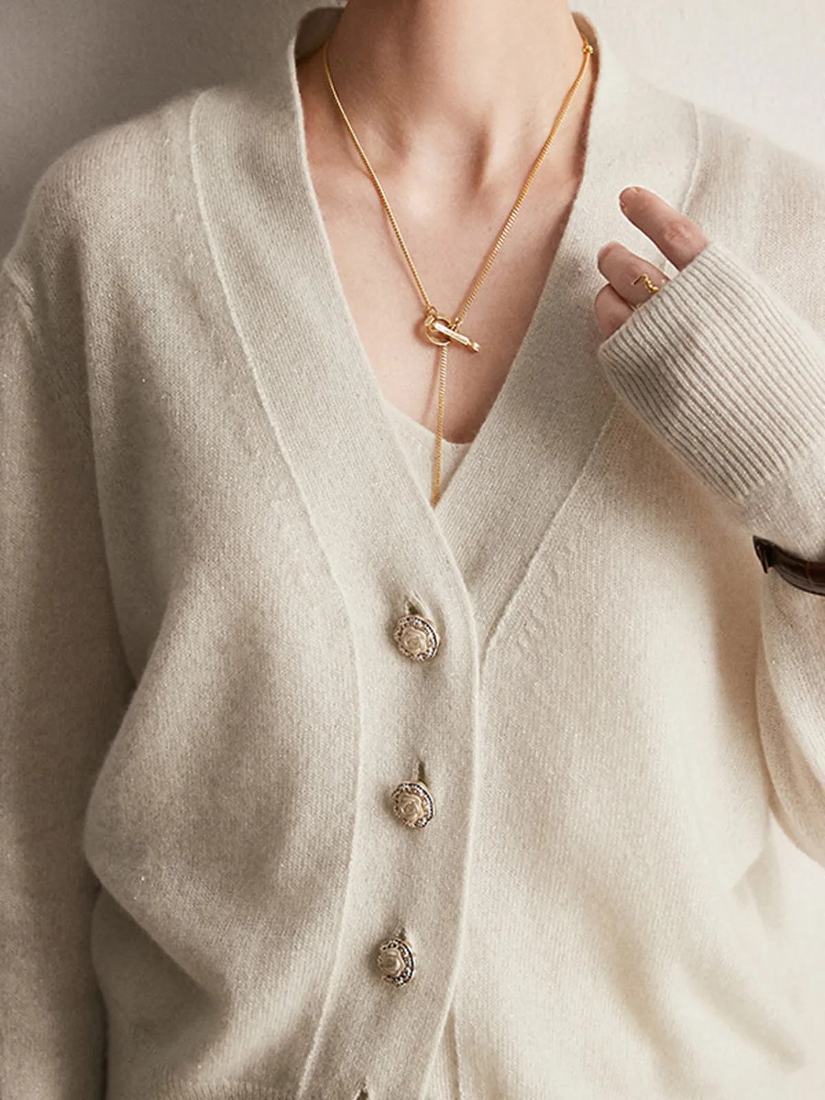 V-neck Warm Women's Loose Lazy Knitted Cashmere Sweater