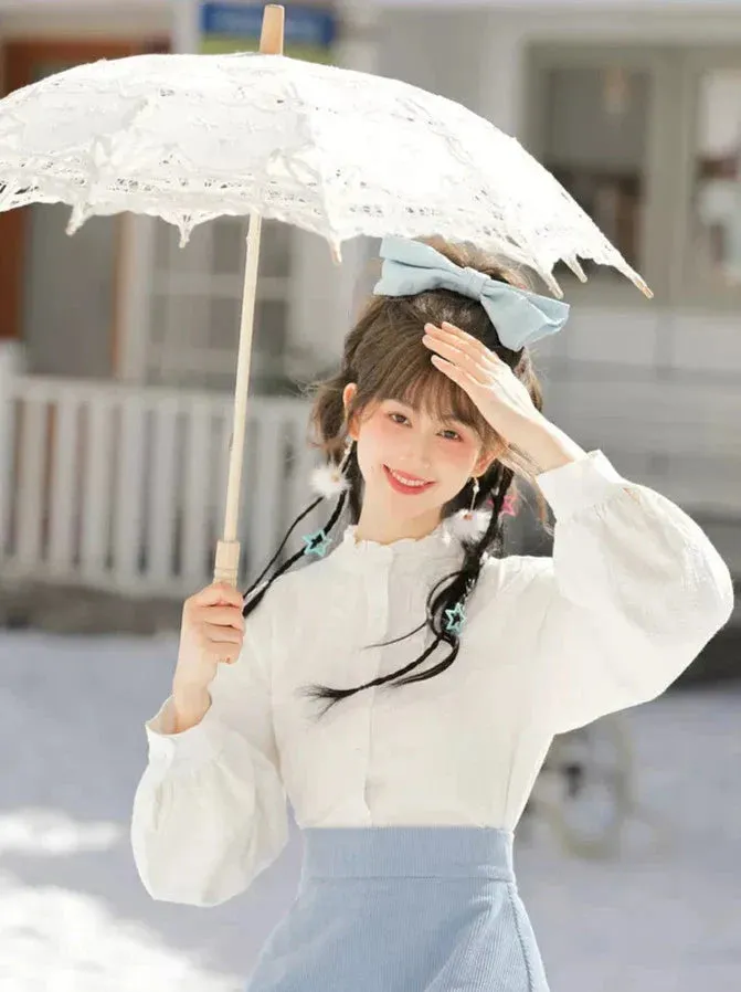 Vest Blue Forest Ruffle Butterfly Skirt China Blue Shirt