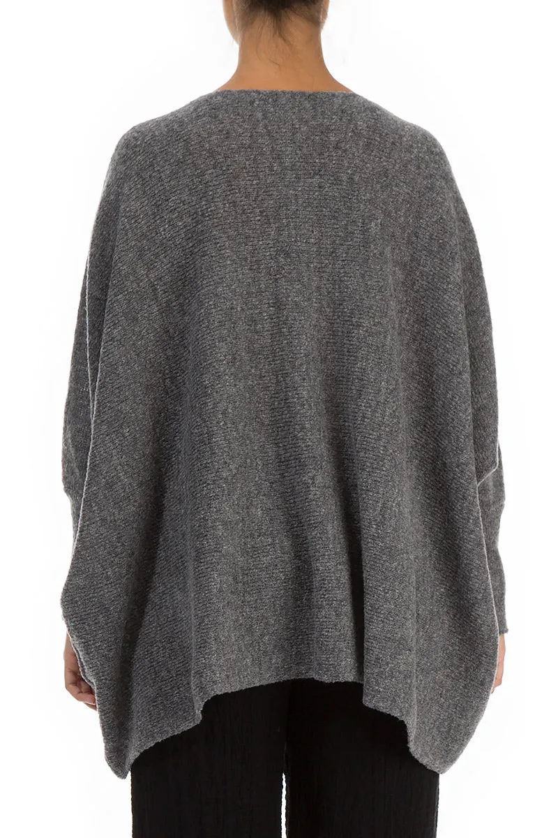 Wide Boxy Grey Wool Sweater