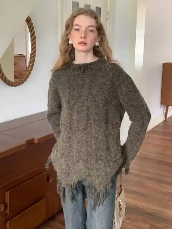 Women’s new tassel long-sleeved sweater
