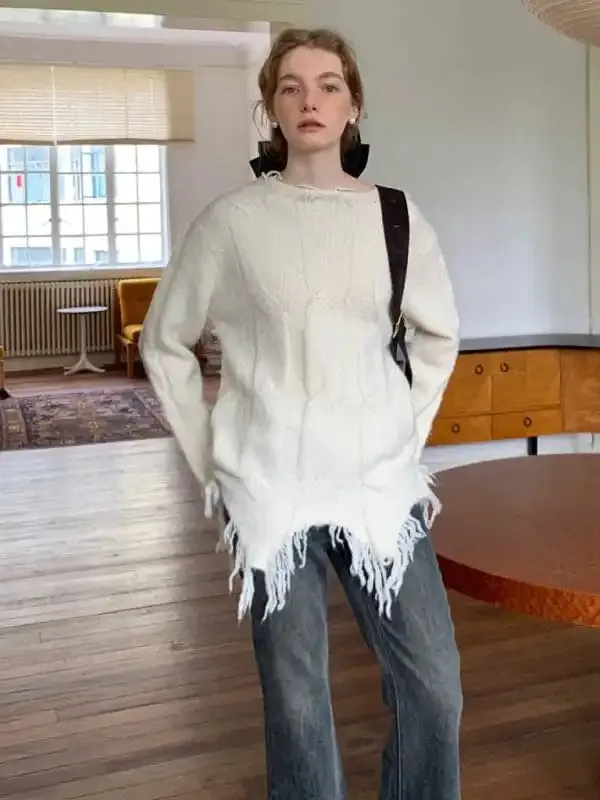 Women’s new tassel long-sleeved sweater