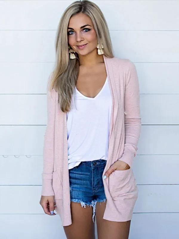 Women's New Tops Long Sleeve Knitted T-Shirt Cardigan