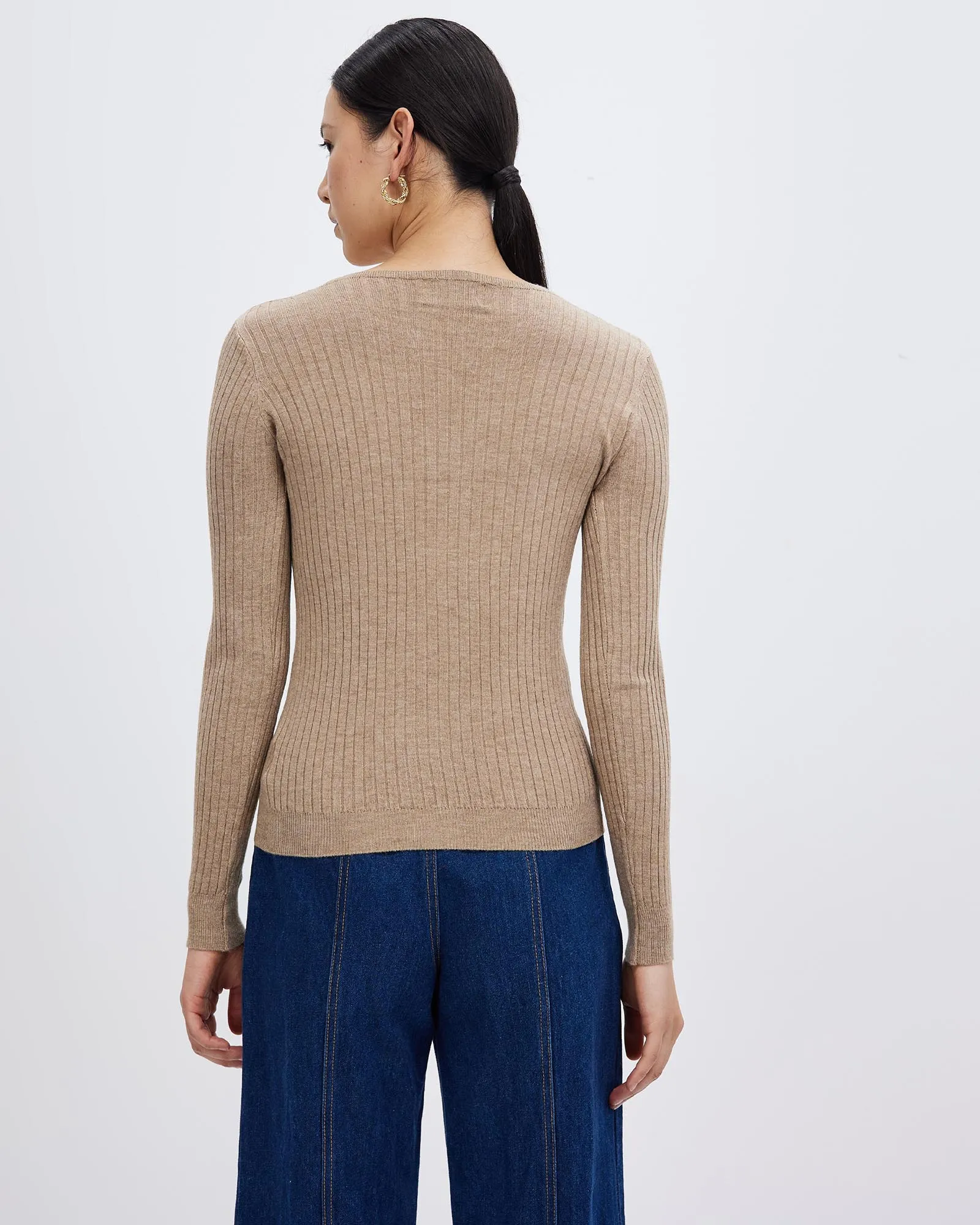 Women's V-neck Sweater Brown Top by Kaja Clothing - Chipo Top