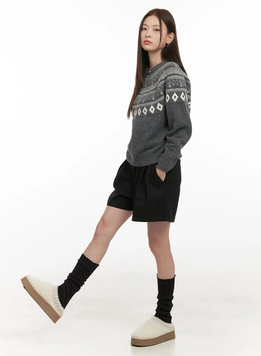 Wool-Blend Nordic Print Sweater OD412