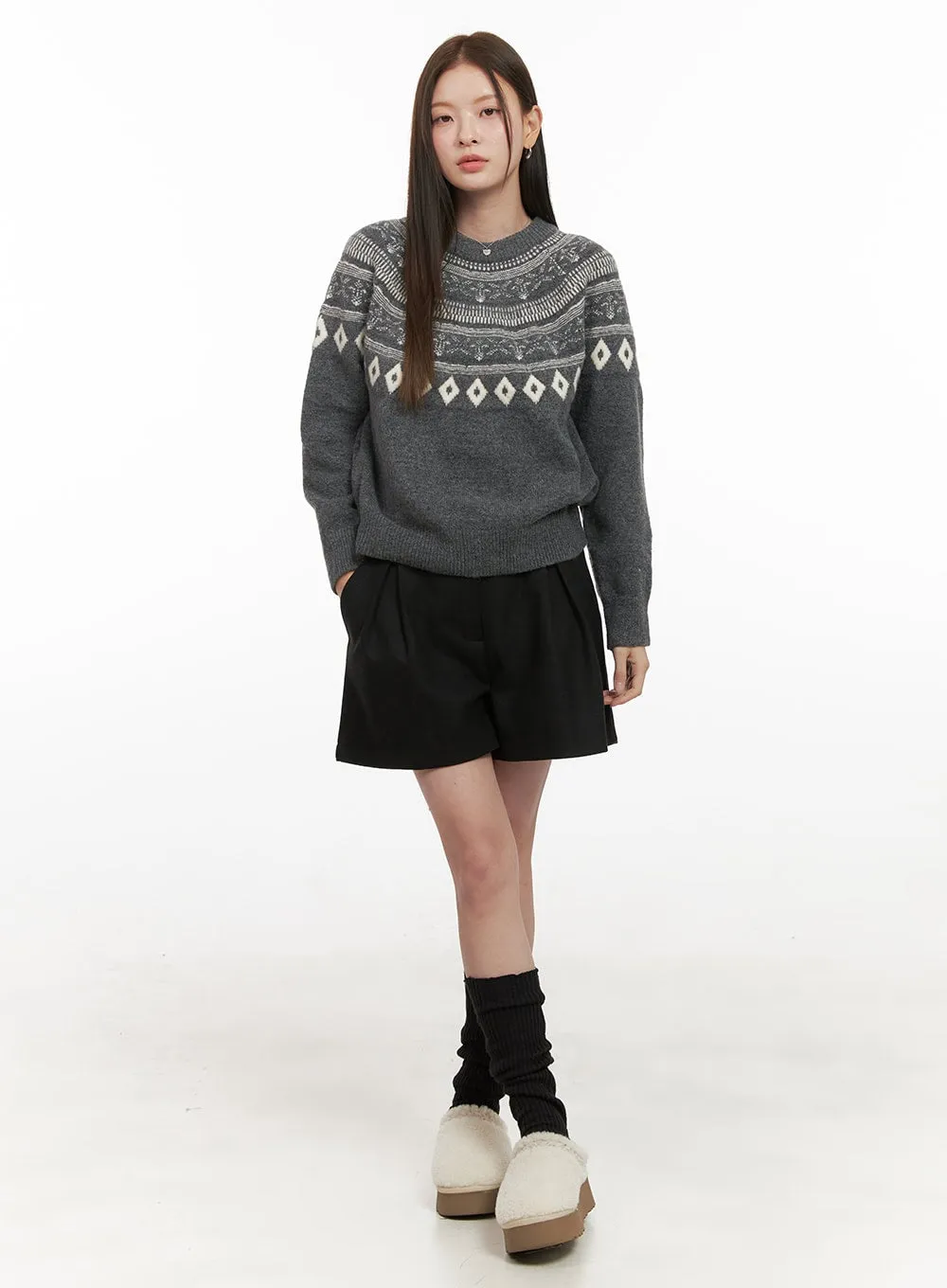 Wool-Blend Nordic Print Sweater OD412