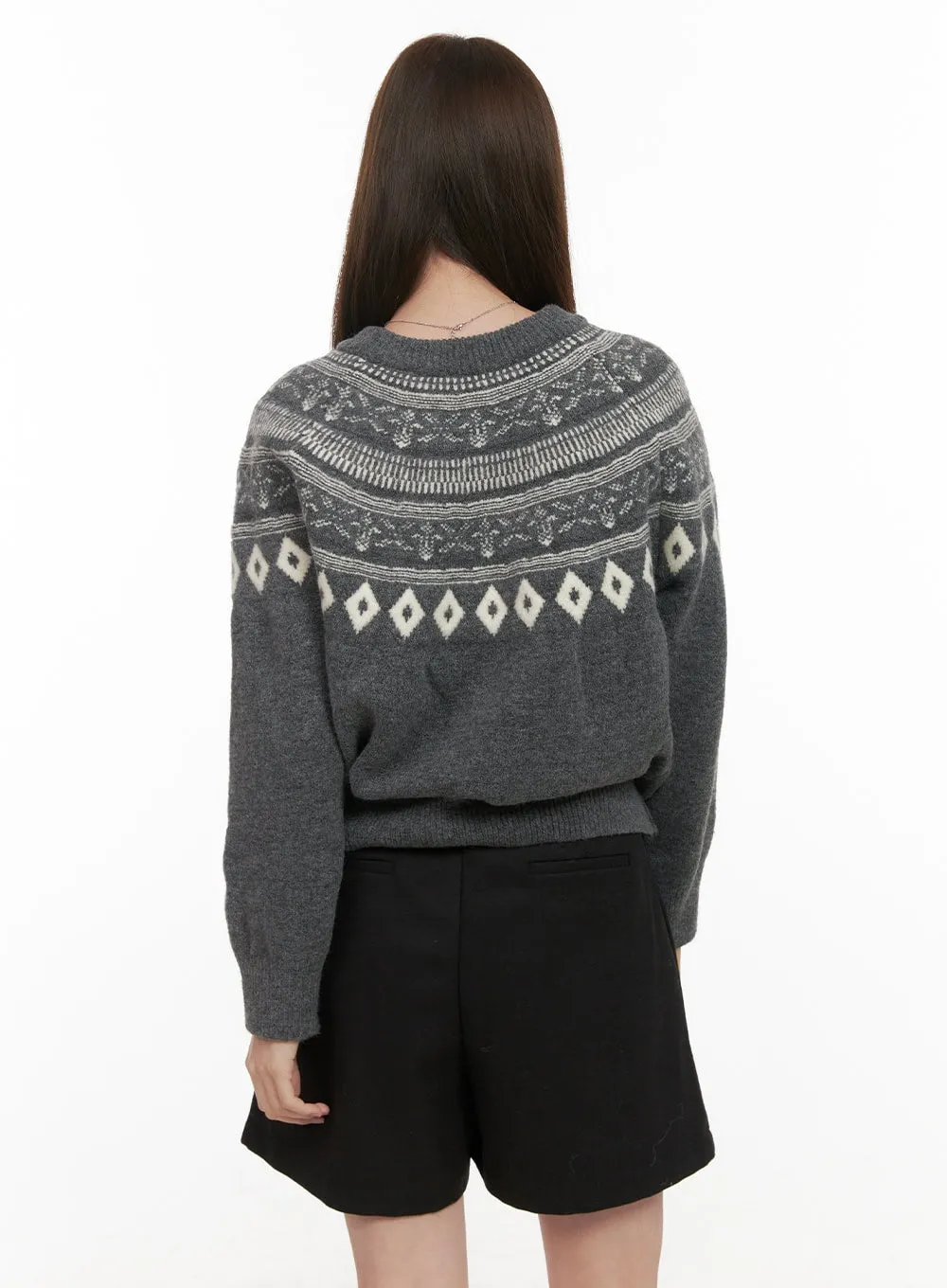 Wool-Blend Nordic Print Sweater OD412