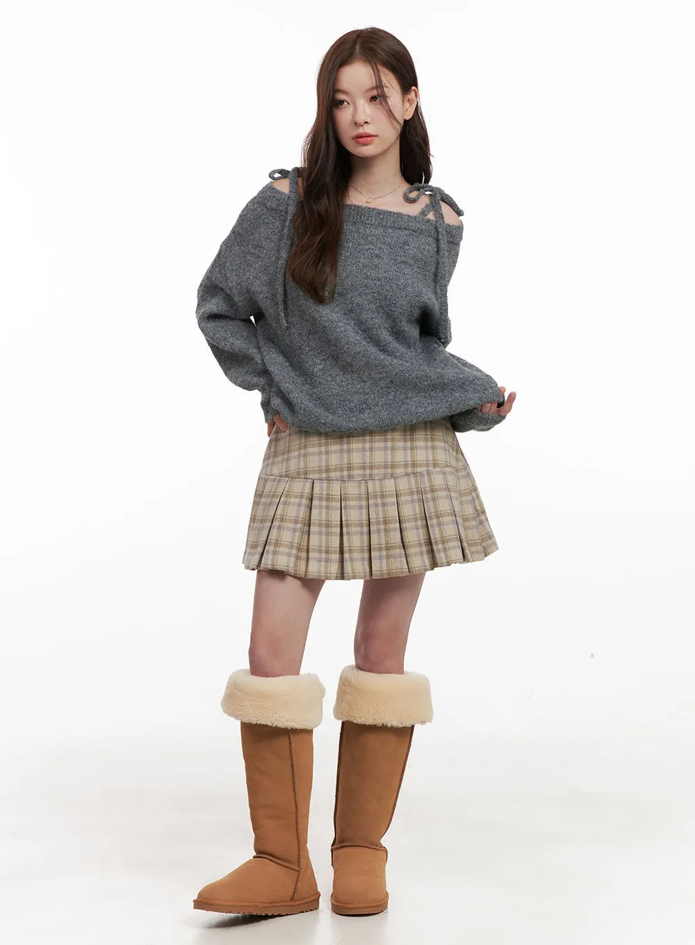 Wool Blend Strap Shoulder Sweater OD403