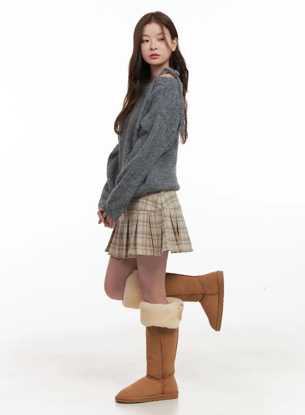 Wool Blend Strap Shoulder Sweater OD403