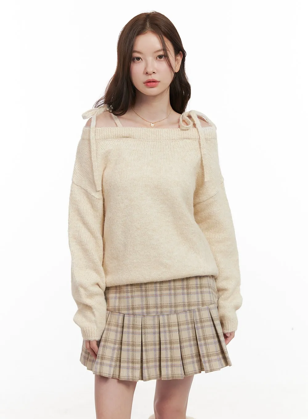 Wool Blend Strap Shoulder Sweater OD403