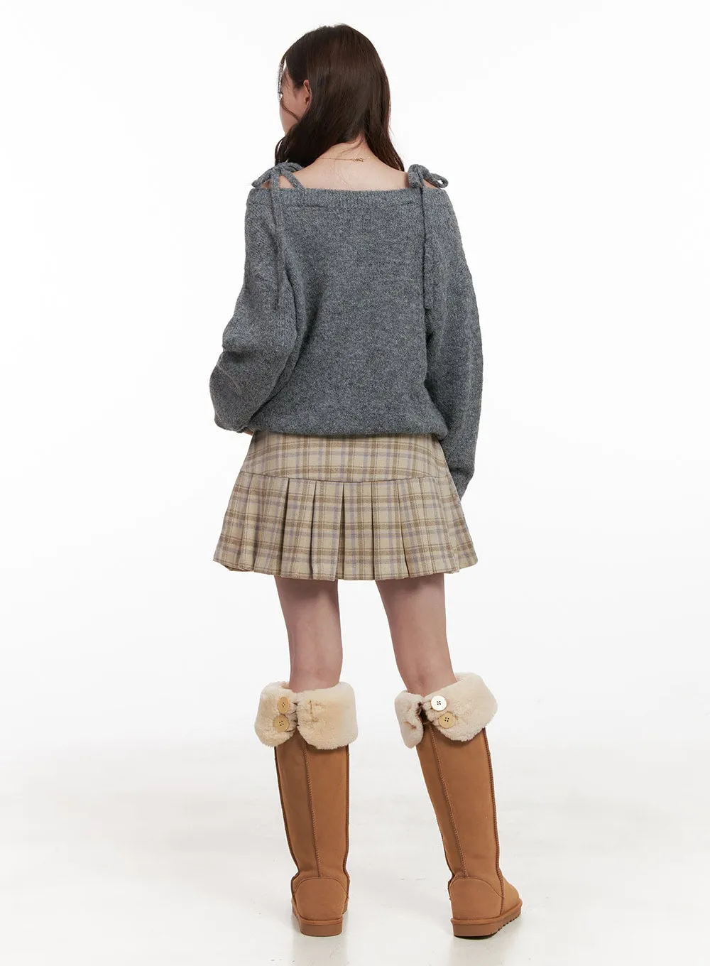 Wool Blend Strap Shoulder Sweater OD403