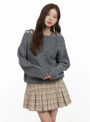 Wool Blend Strap Shoulder Sweater OD403