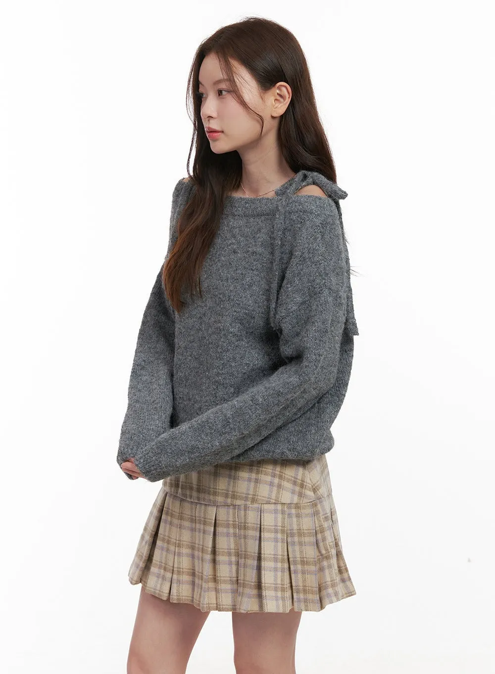 Wool Blend Strap Shoulder Sweater OD403