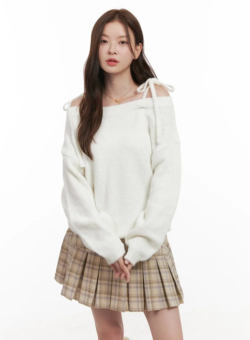 Wool Blend Strap Shoulder Sweater OD403