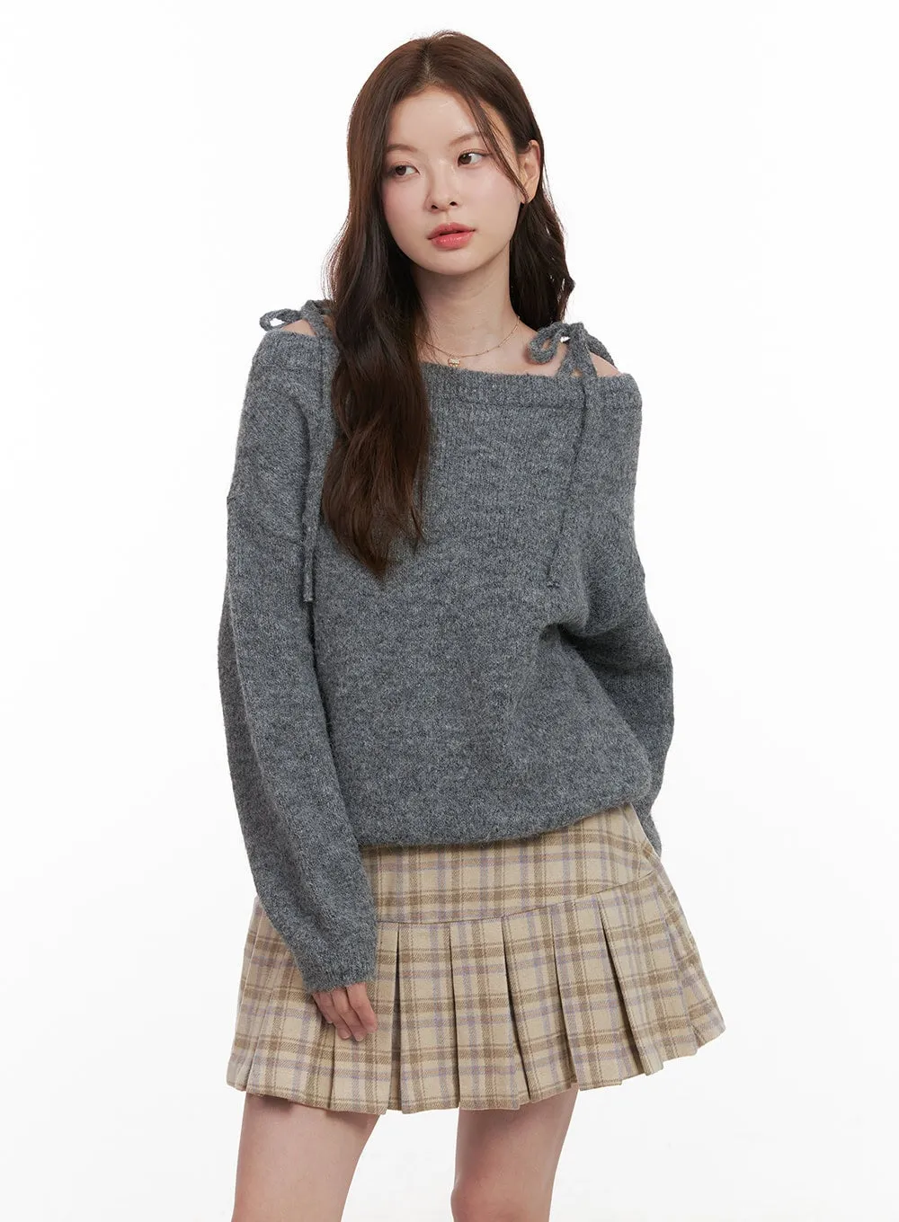 Wool Blend Strap Shoulder Sweater OD403