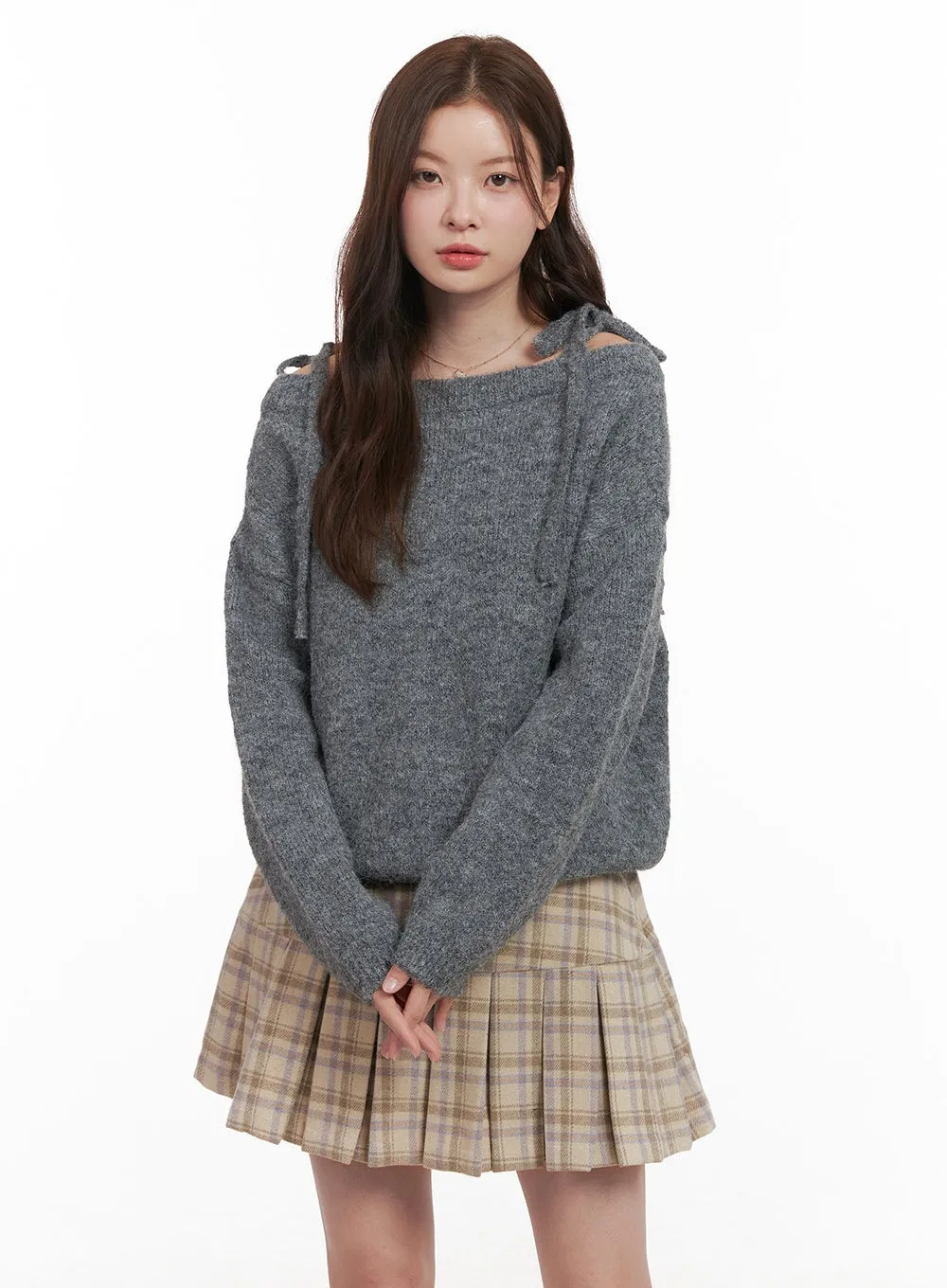 Wool Blend Strap Shoulder Sweater OD403